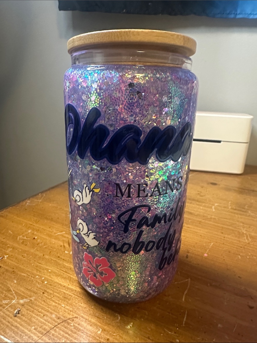 Handmade 16 oz Glass Acrylic Stitch Cup